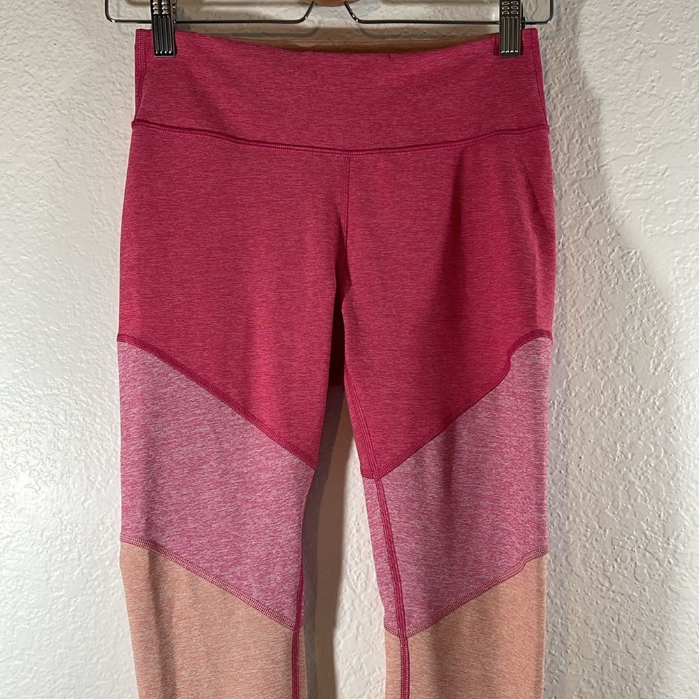 Outdoor Voices Pink Orange Tri-Tone Color Block Springs 7/8 Leggings Size Small - Picture 3 of 8